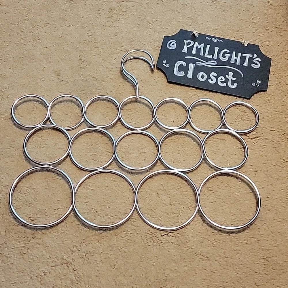 Metal Scarf Belt Tie Organizer Silver